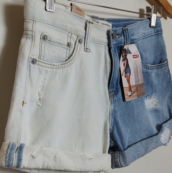 Levi's Girl's Two-Tone Denim Girlfriend Shorts - Picture 3 of 7